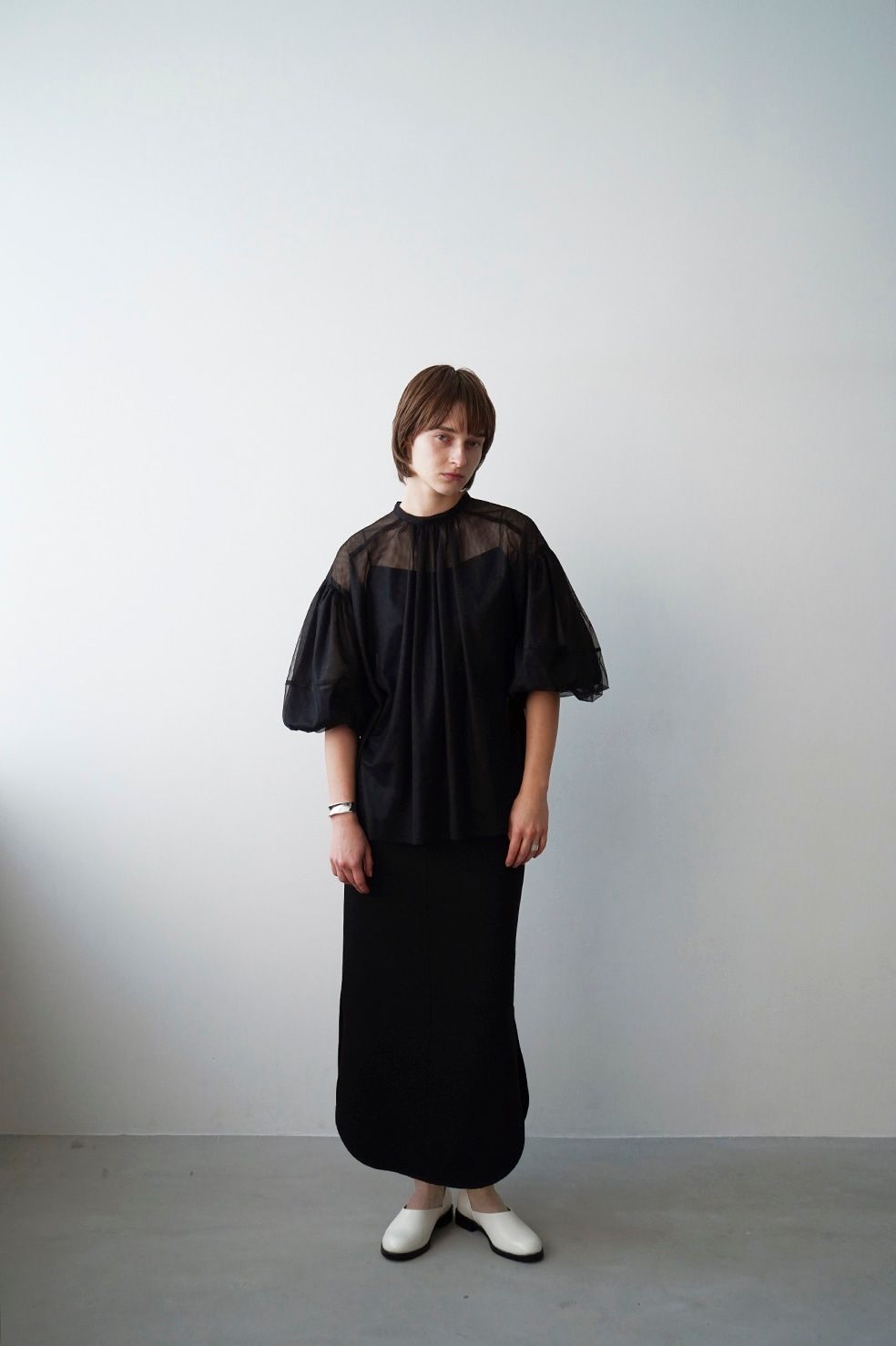 CLANE/クラネ】SHEER TULLE BALLOON SLEEVE TOPS/シアーチュール