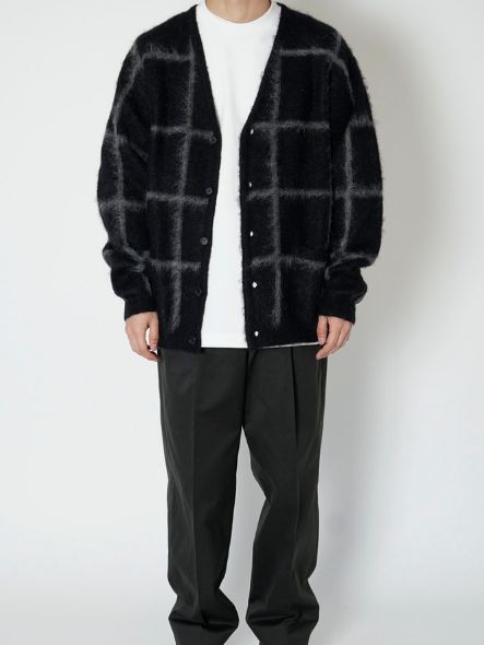 ジャガードチェックカーディガン -  JACQUARD CHECK CARDIGAN BLACK