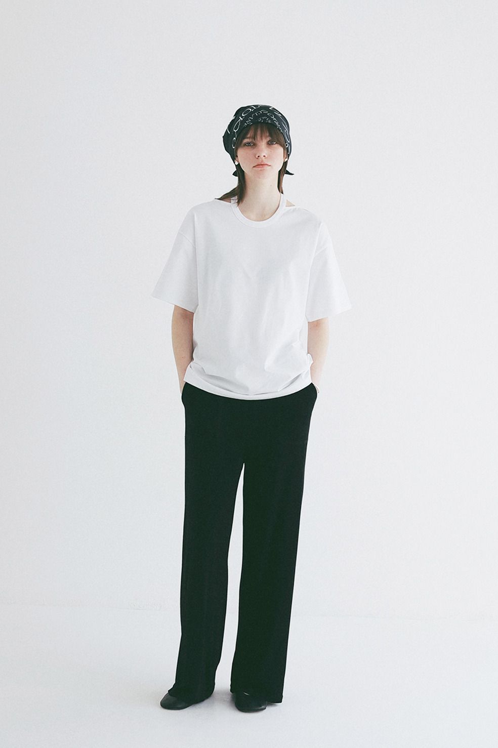 ダブルフェイストップス - W FACE NOTCHED RIB OVER TOPS (WHITE)