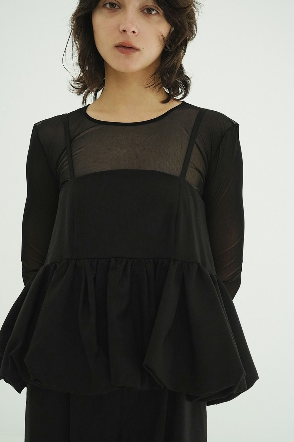 オールインワン -  PEPLUM LAYERED ALL IN ONE (BLACK)