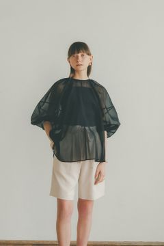 バルーンシアーパフトップス - BALLOON SHEER PUFF TOPS - BLACK
