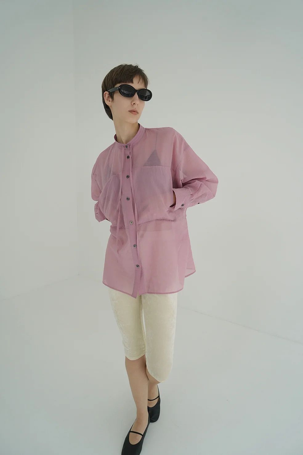 シアードルマンシャツ -  SHEER DOLMAN SHIRTS (PINK)