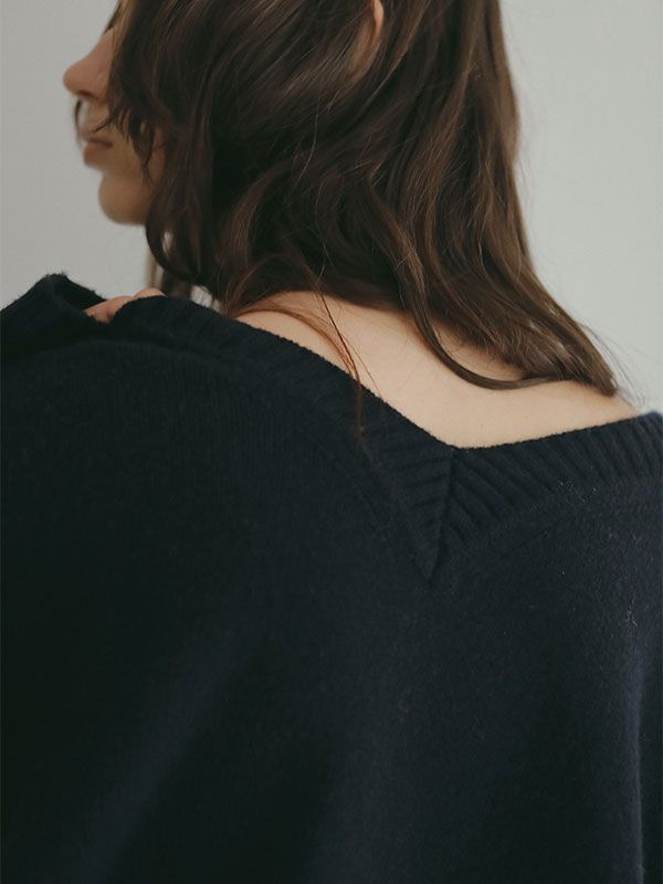 Vネック2wayニットプルオーバー  (NAVY)