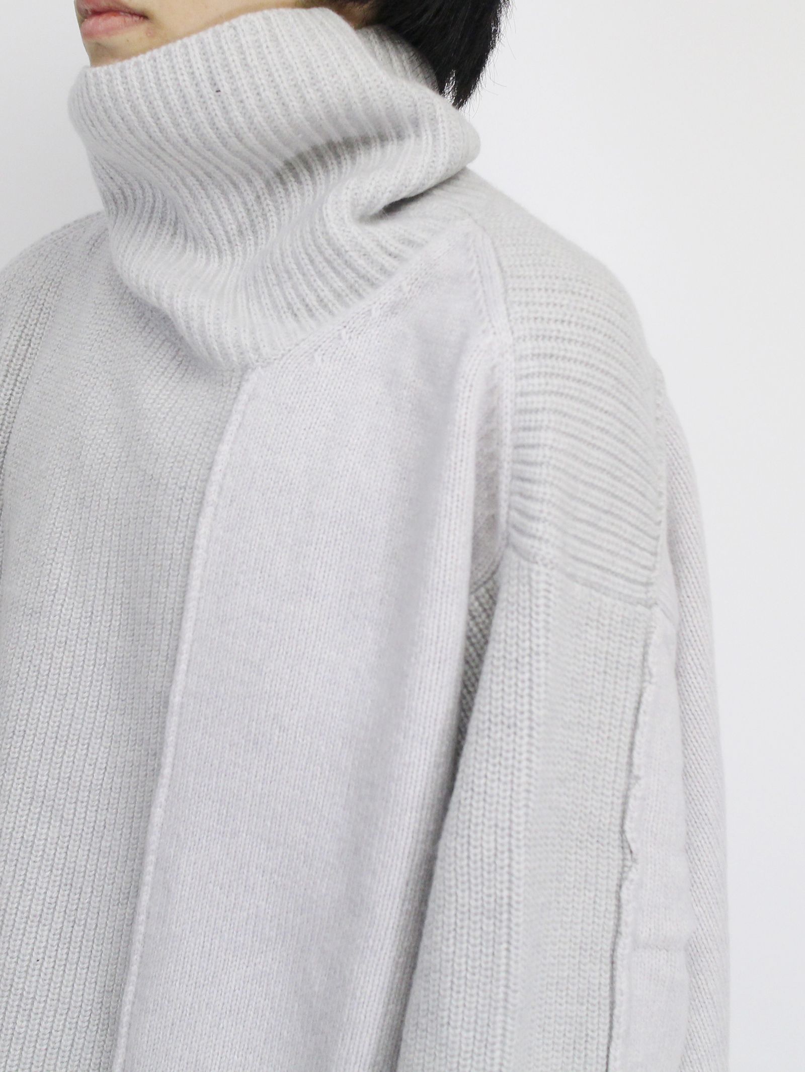 ポケット付タートルネックニット - L/GREY