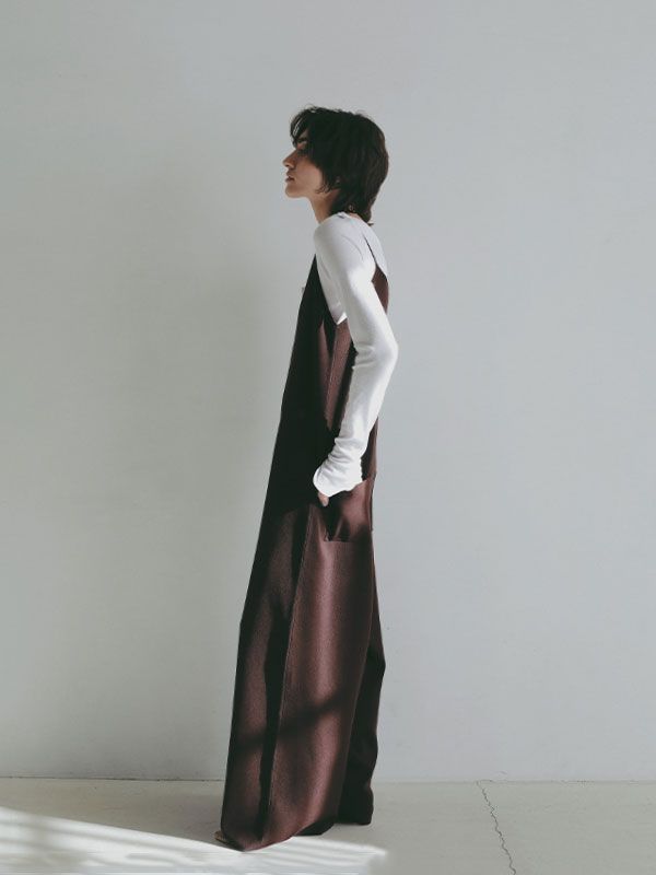 キャミソールニットオールインワン - BROWN