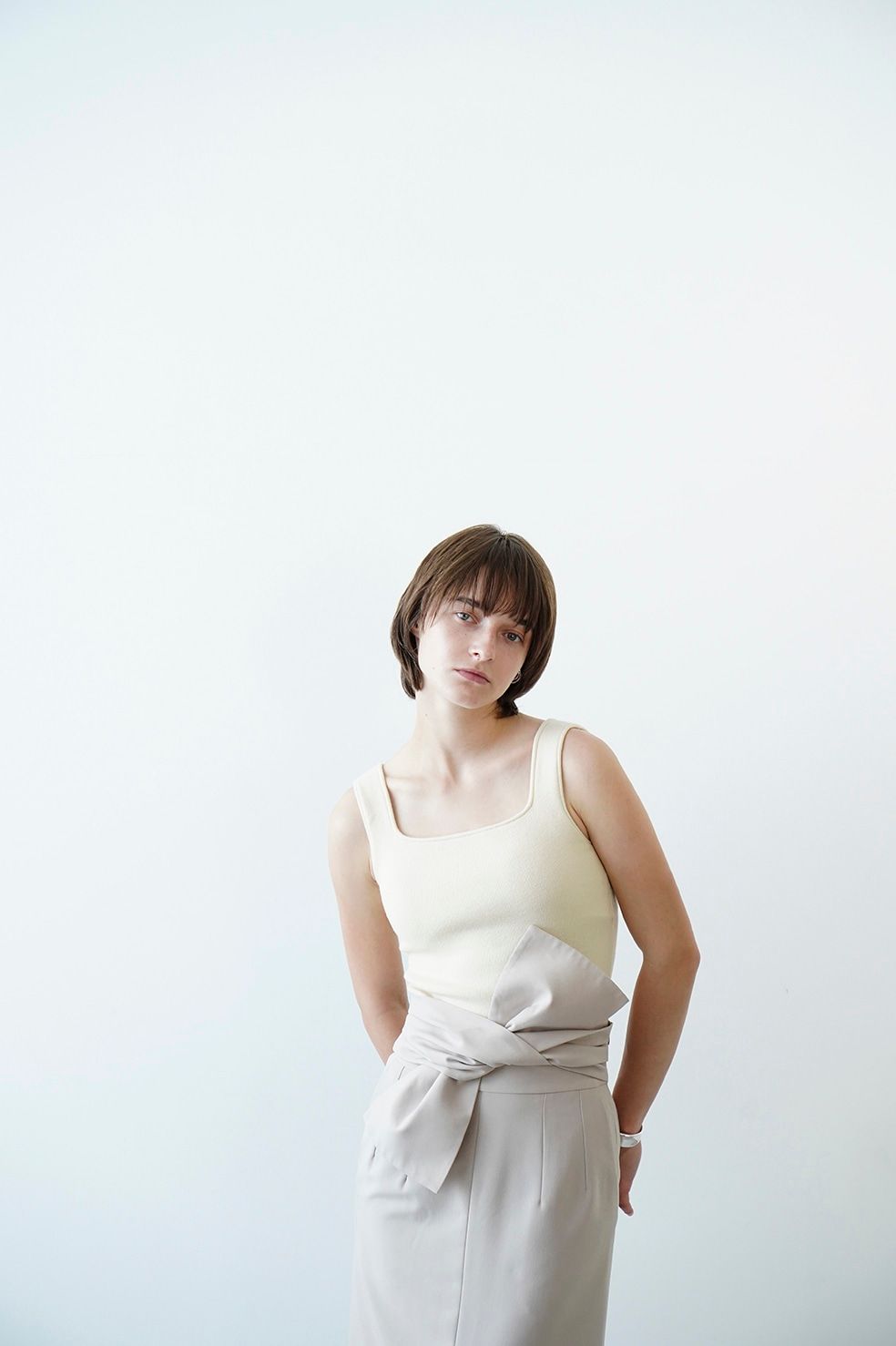 CLANE - スクエアー タンク ニット トップ - SQUARE TANK KNIT TOPS