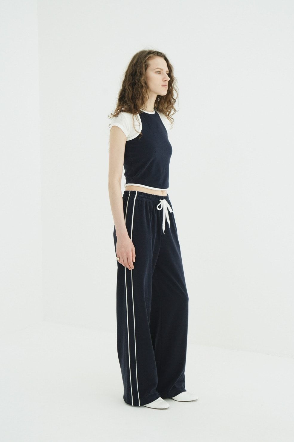 パイルセットアップ - PILE CONTRAST LINE SET UP (NAVY)