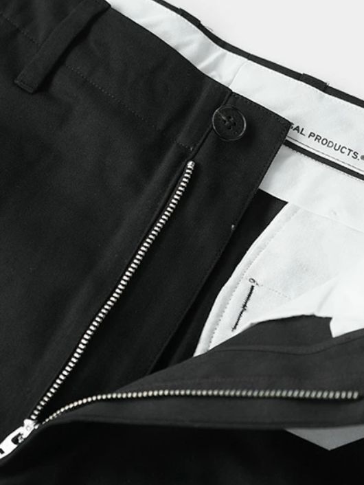 ノータック チノ パンツ / トラウザーズ - NO TUCK WIDE CHINO TROUSERS - BLACK