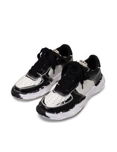 オリジナルソール スニーカー - "WAYNE" OG Sole Painted Leather Low-top Sneaker BLACK