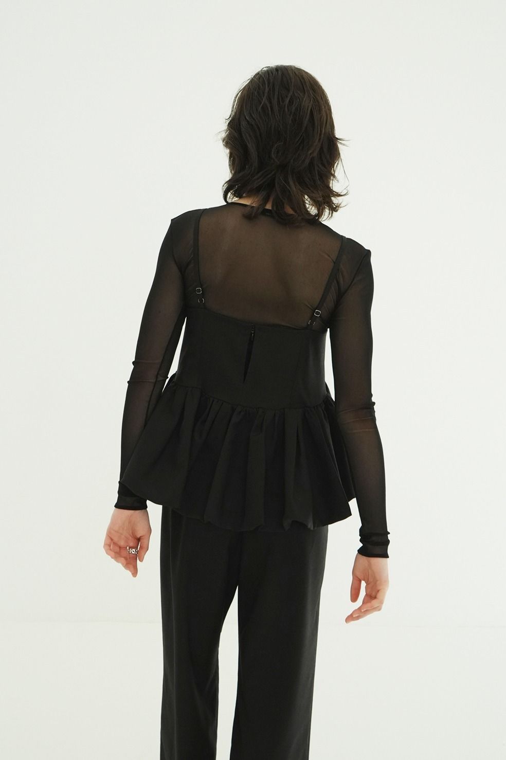 オールインワン -  PEPLUM LAYERED ALL IN ONE (BLACK)