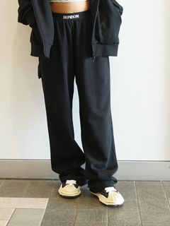 ロゴウエストバンド スウェットパンツ  -  BLACK