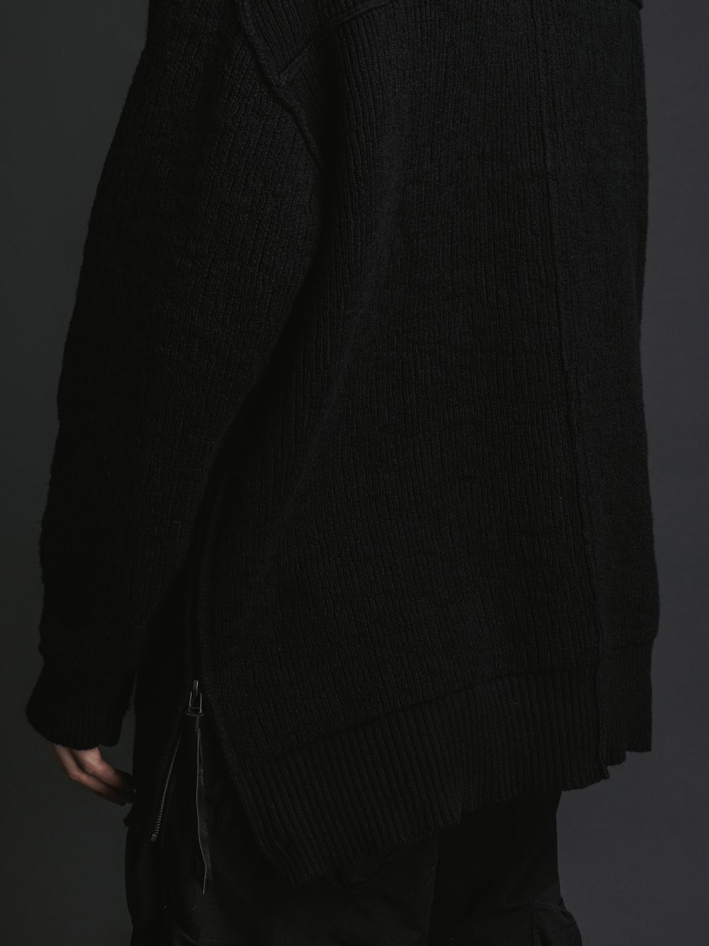 綿カシミヤ プルオーバーニット - BLACK
