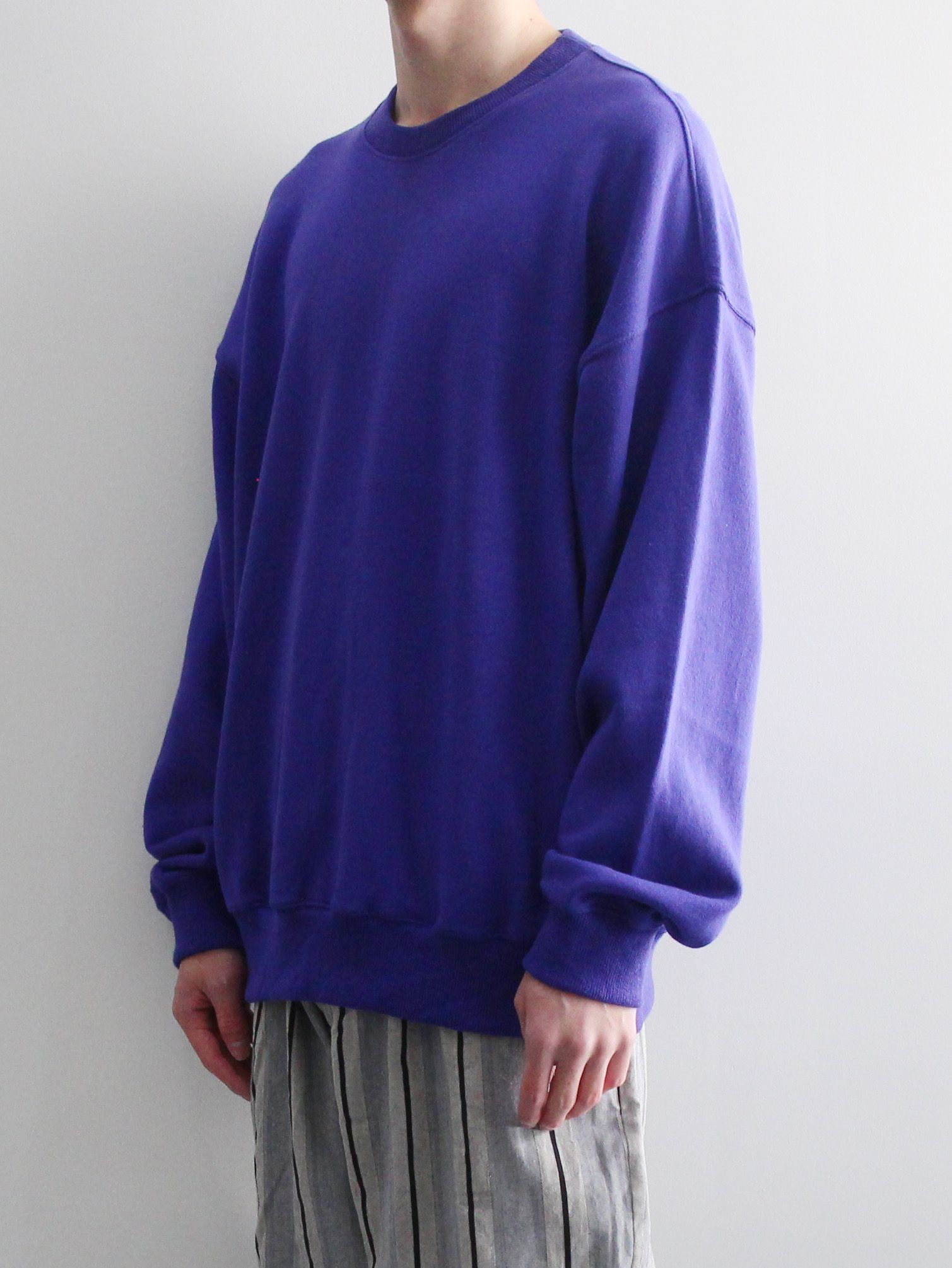クルーネック コットン ニット - CREW NECK COTTON KNIT - BLUE