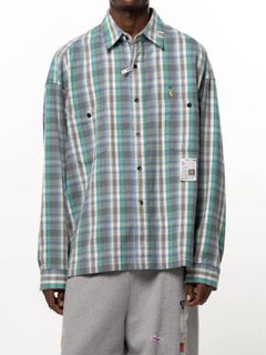 チェック ロングスリーブ シャツ - Check Long Sleeve Shirt (GREEN)