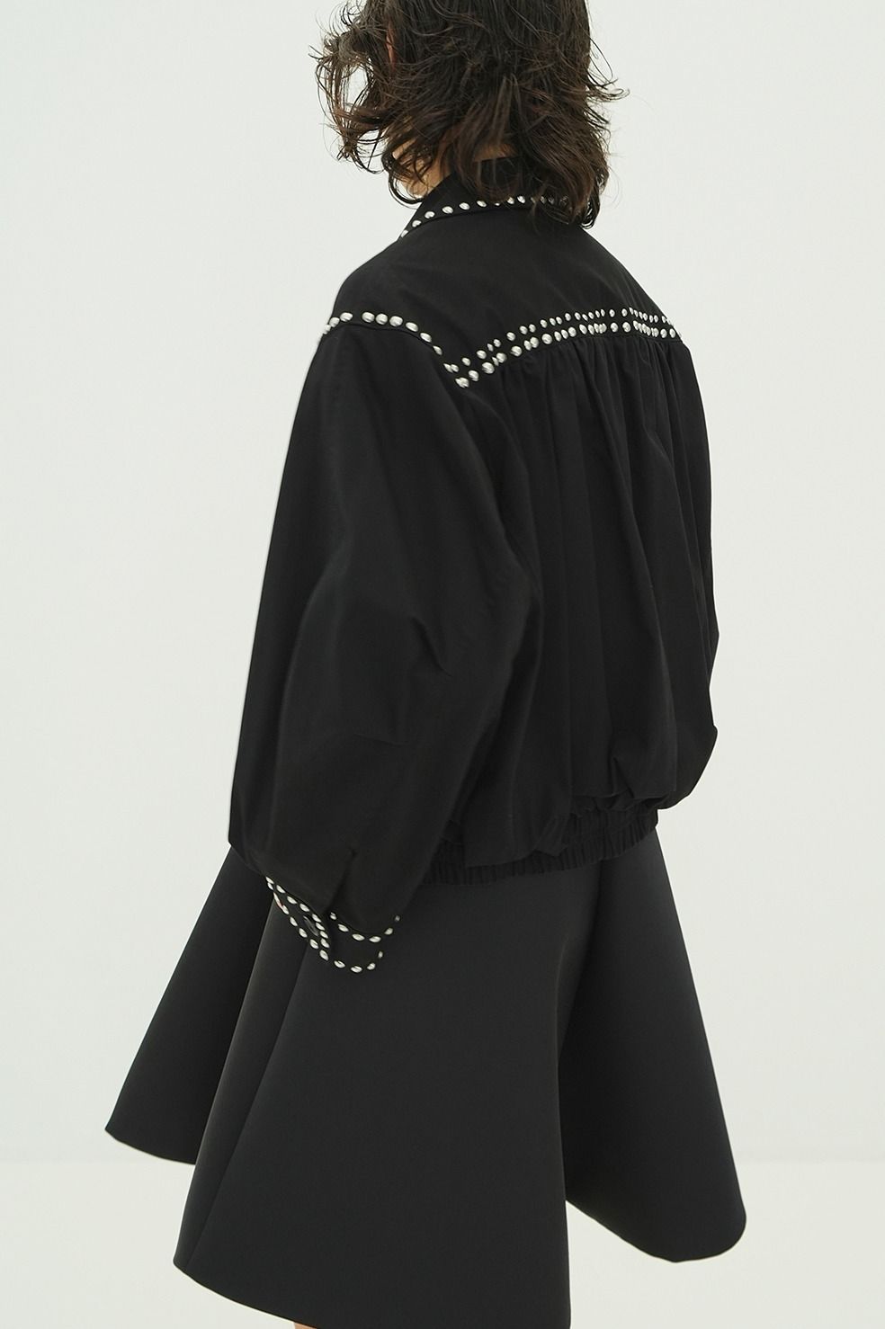 スタッズ ドリズラージャケット - W COLOR STUDDED DRIZZLER JACKET (BLACK)