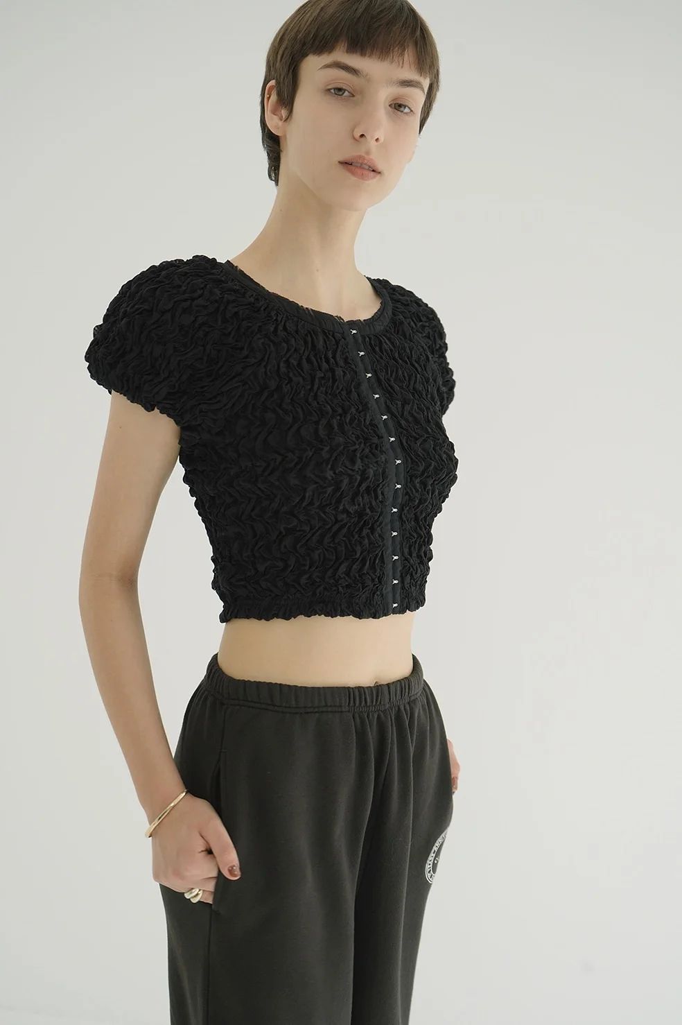 CLANE - シャーリングパフトップス - SHIRRING PUFF TOPS IVORY