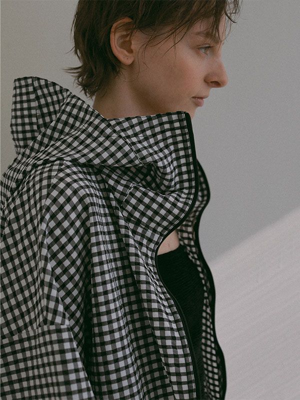 サッカーストレッチフードブルゾン (CHECK)