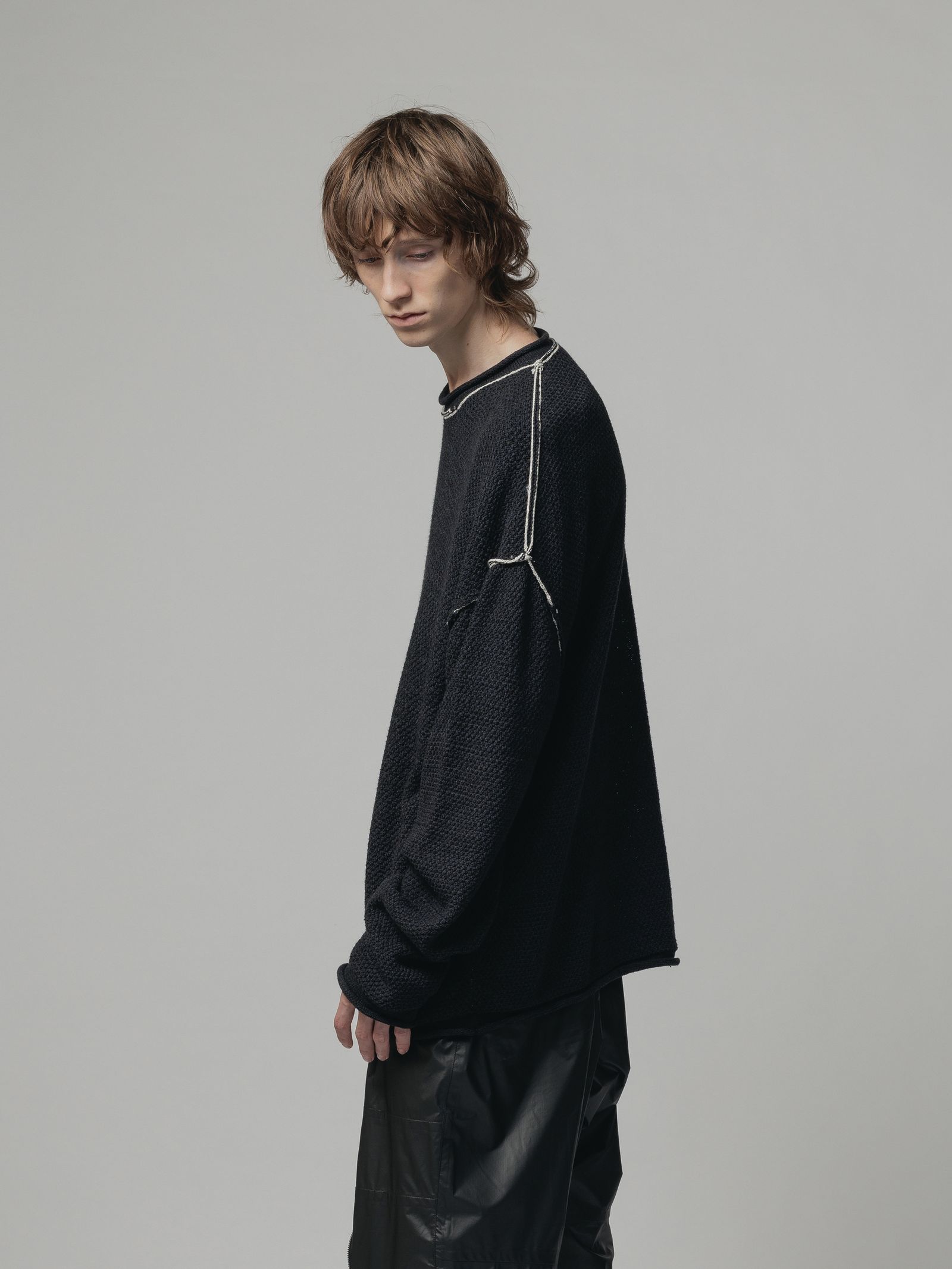 7G プルオーバーニット - BLACK