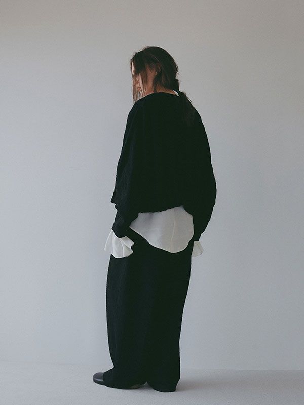 コットンジャガードカーブパンツ （BLACK)