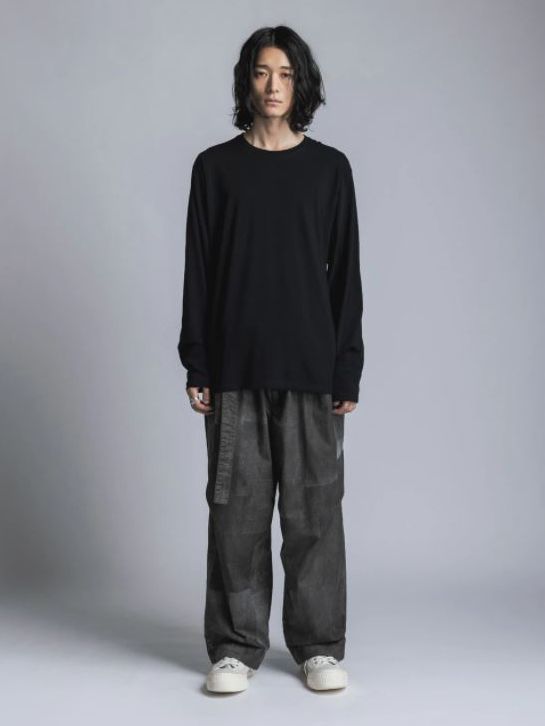 ソフト天竺 長袖カットソー - BLACK