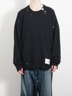 ワイドバック ニット セーター - Wide Back Knit Sweater - BLACK