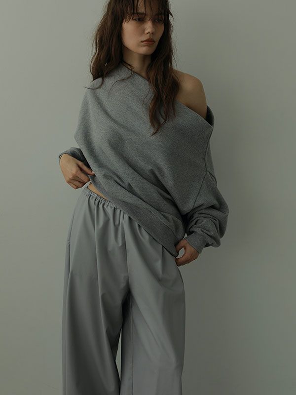 ライトフェイクレザーワイドパンツ -  GREY