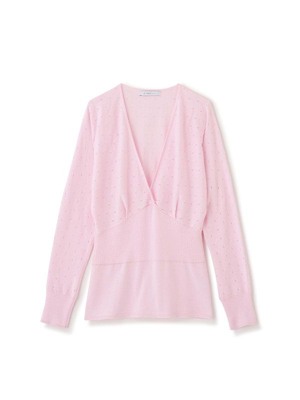 レースコンビカシュクールニットプルオーバー (PINK)