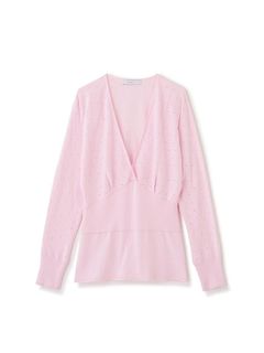 レースコンビカシュクールニットプルオーバー (PINK)