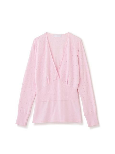 レースコンビカシュクールニットプルオーバー (PINK)