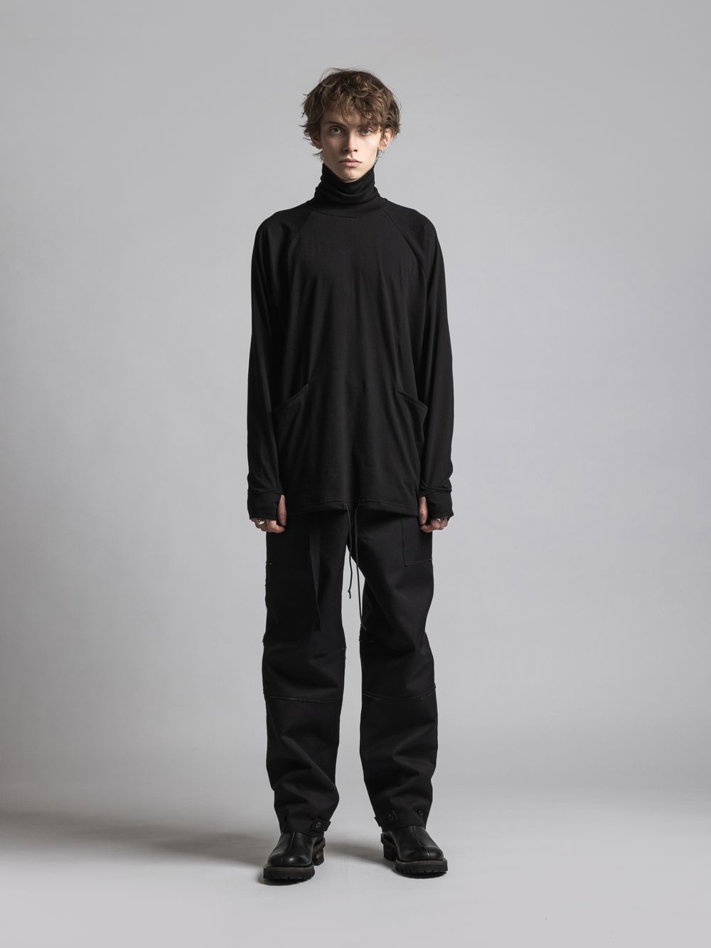 タートルネックカッソー - 40/- soft jersey Turtle necked T BLACK