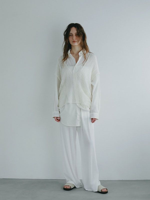 フィッシュネットスリーブレスニットプルオーバー - WHITE
