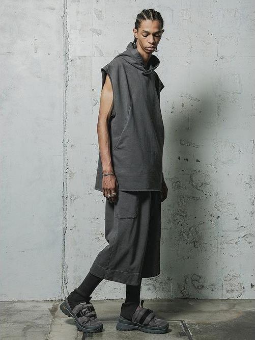 Sweat Wide Cropped Pants（B-Pigment Black） - ワイドクロップドスウェットパンツ メンズ モード カジュアル