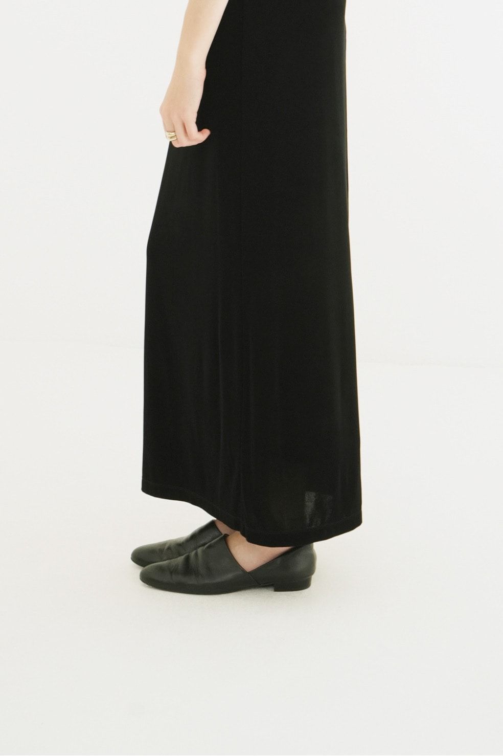 サイドカットフラットシューズ - SIDE CUT STACKED FLAT SHOES (BLACK)