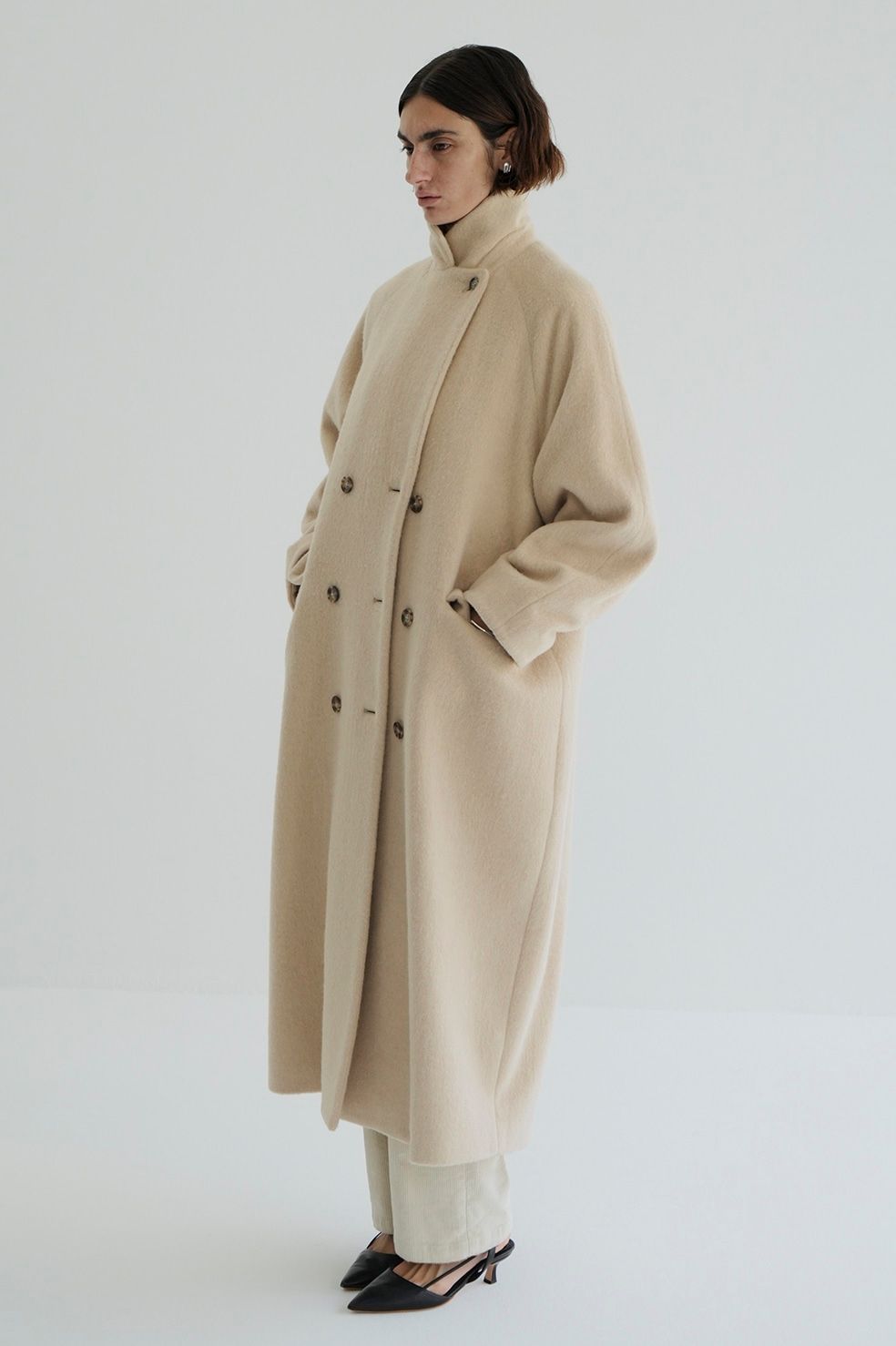 CLANE - ダブルウール ロングコート - DOUBLE WOOL LONG COAT - IVORY | ADDICT WEB SHOP