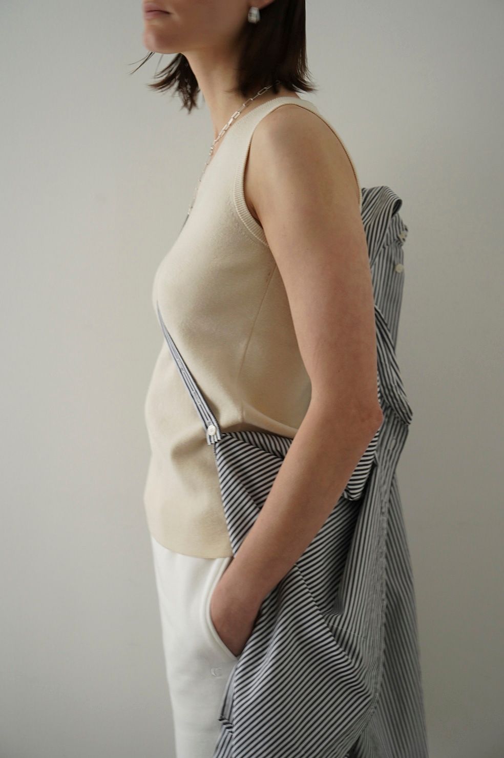 ダブルフェイス ニット タンクトップ -  W FACE KNIT TANK TOPS - IVORY