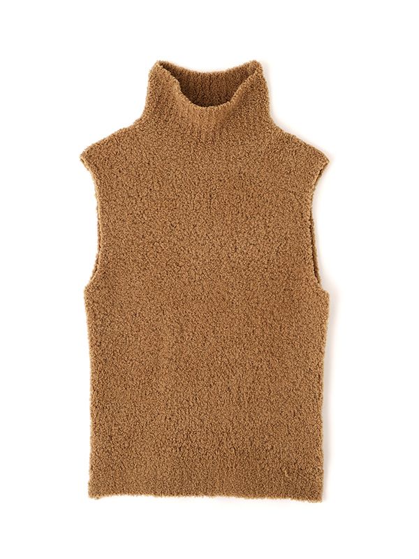 モールヤーンハイネックニットベスト （BEIGE)