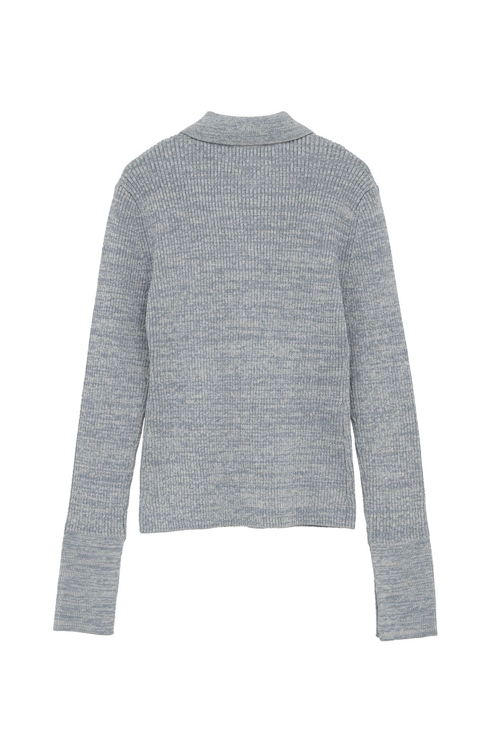 コンパクト ニットシャツ - COMPACT RIB KNIT SHIRTS (BLUE)