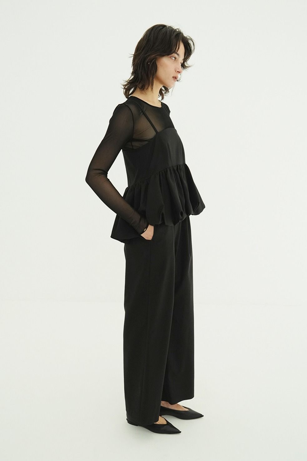 オールインワン -  PEPLUM LAYERED ALL IN ONE (BLACK)