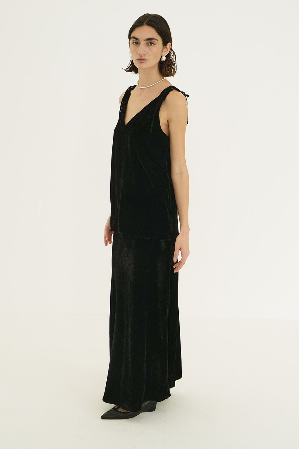 ベルベットスカート - VELOUR MERMAID LINE SKIRT- BLACK