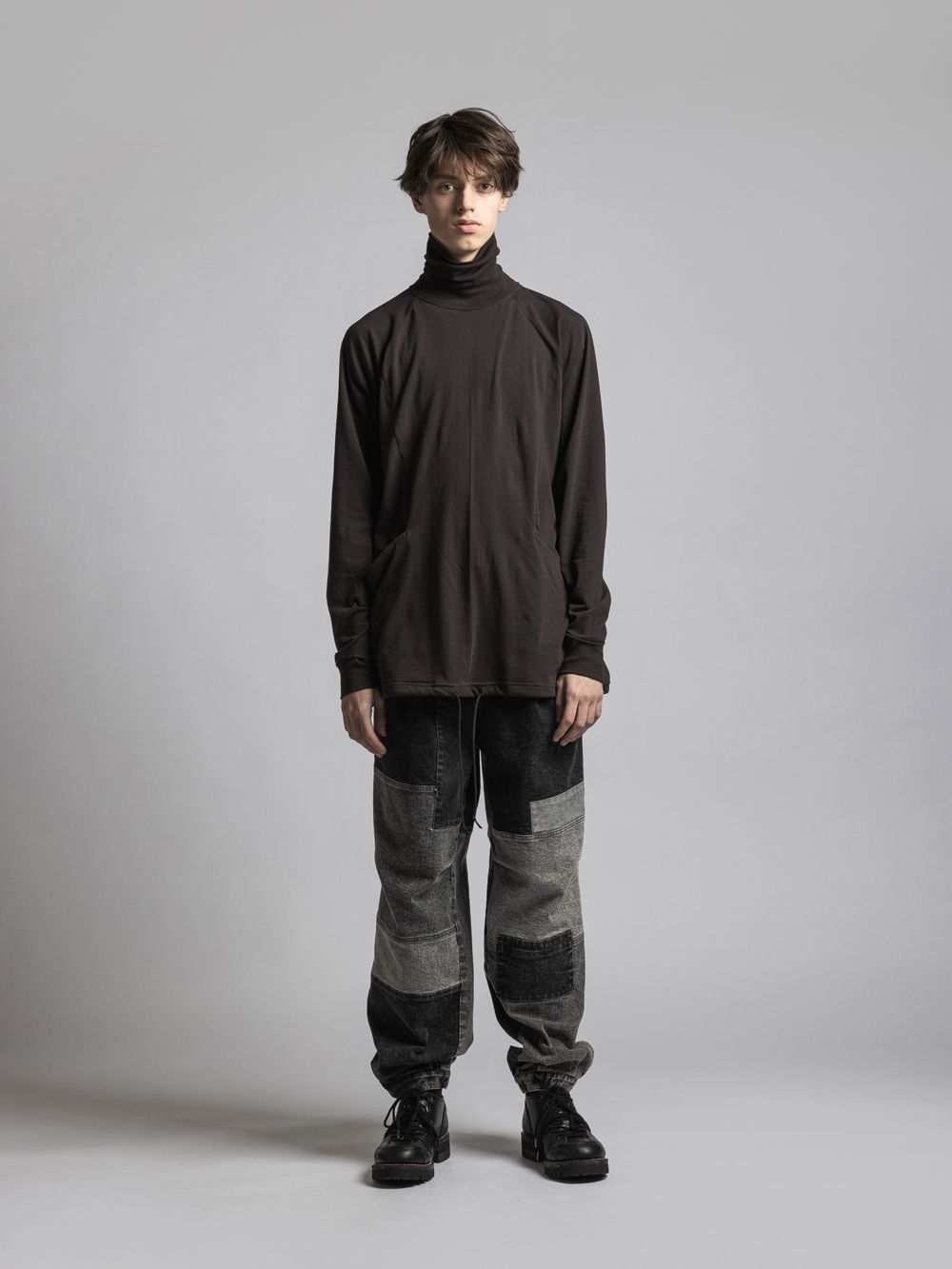 タートルネックカッソー - 40/- soft jersey Turtle necked T DARK BROWN