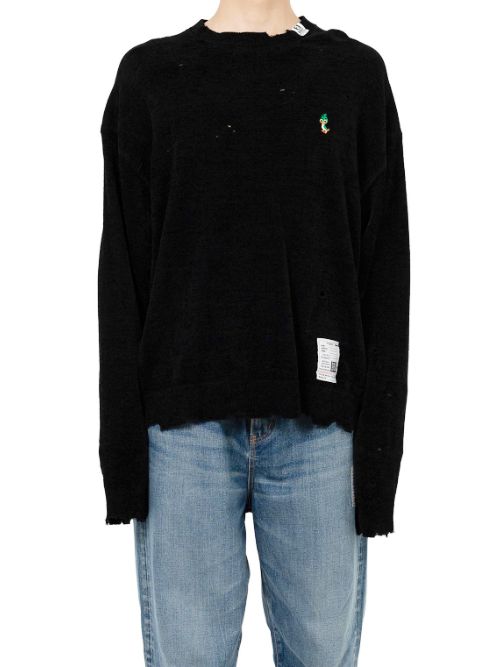 ディストレスド ニットセーター - Distressed Knit Sweater (BLACK)