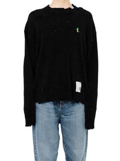 ディストレスド ニットセーター - Distressed Knit Sweater (BLACK)