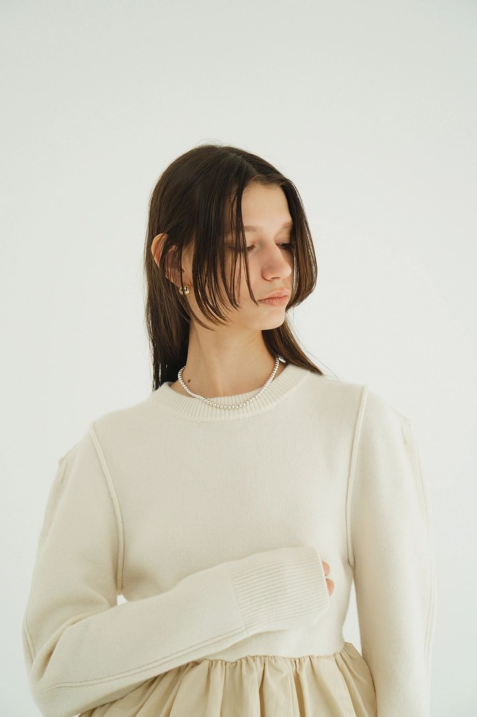 ドッキングニットトップス |  DOCKING POWERSHOULDER KNIT TOPS (IVORY)