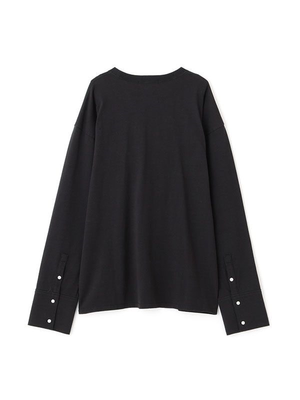 カフスデザインカットトップス - BLACK