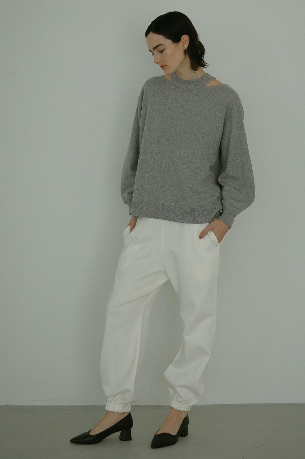 MANOF SLIT NECK SWEAT グレー MANOF (マノフ) SLIT NECK SWEAT / スリットネックスウェット