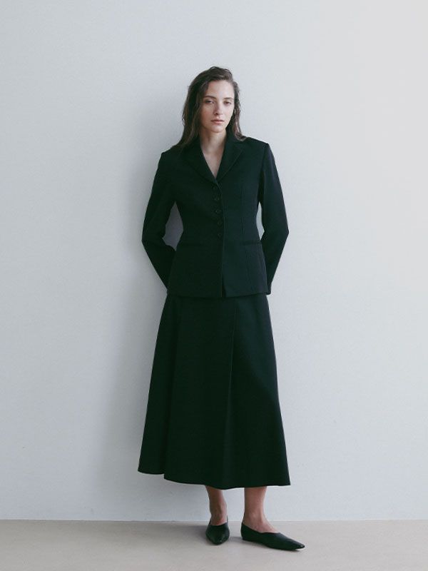 SANTE タックAラインスカート (BLACK)