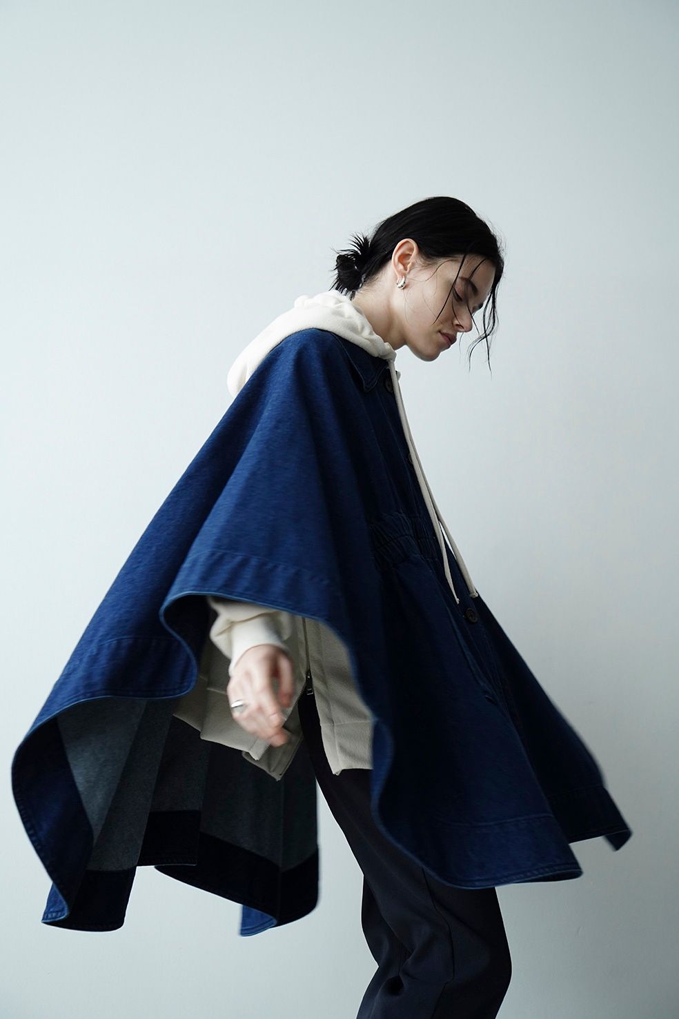 CLANE - デニム ケープ コート - DENIM CAPE COAT INDIGO | ADDICT WEB ...