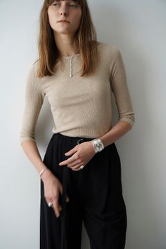 ハーフスリーブ タイト トップス - HALF SLEEVE TIGHT TOPS - BEIGE