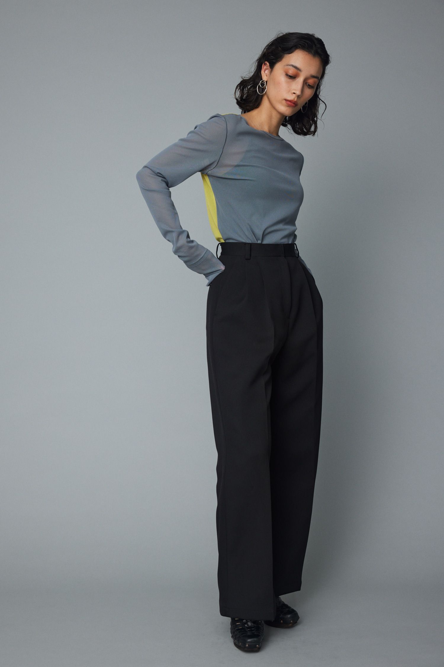 メッシュインナートップス - Mesh inner color tops - GREY