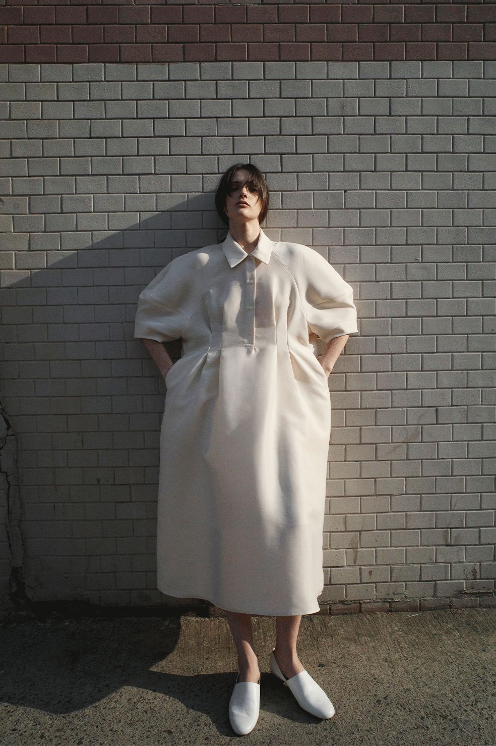フォームスリーブワンピース -  FORM SLEEVE ONEPIECE IVORY